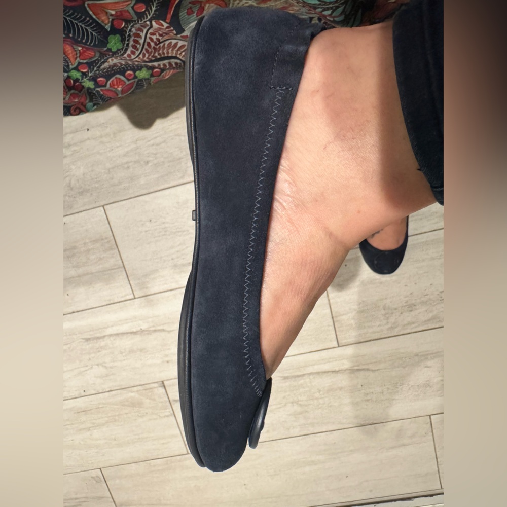 Tory Burch Navy Blue Suede Flats with Medallion - Picture 6 of 8